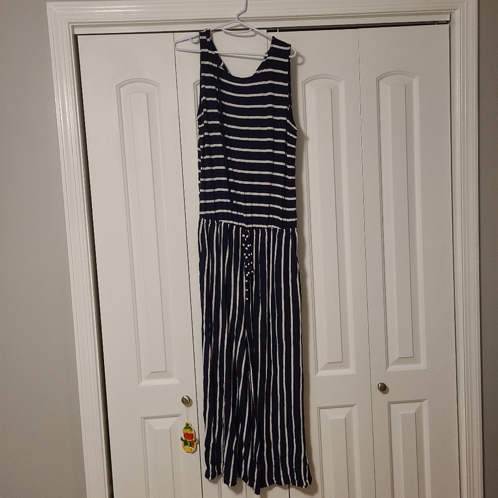 Navy and white romper